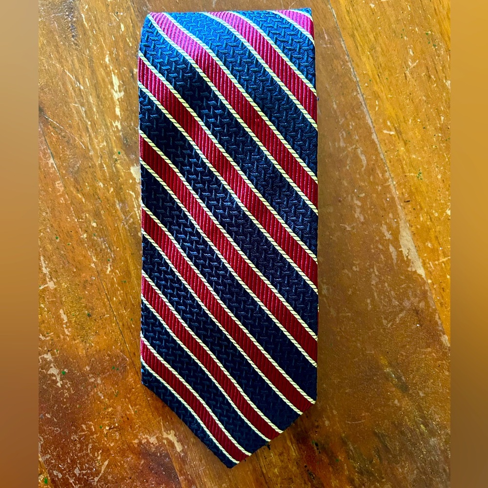 Men’s Neck Tie | Navy/Burgundy/Gold Stripe | Lands End